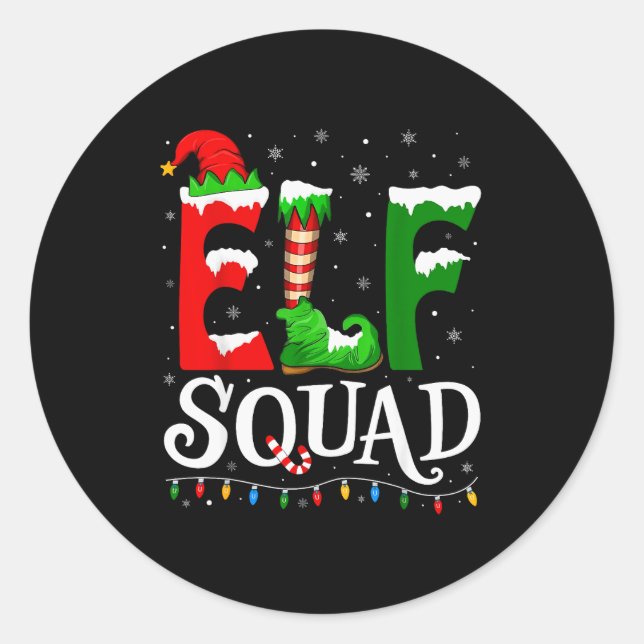 Elf Squad Funny Christmas Family Pajamas  Classic Round Sticker (Front)
