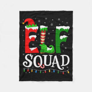 Elf Squad Funny Christmas Family Pajamas Fleece Blanket