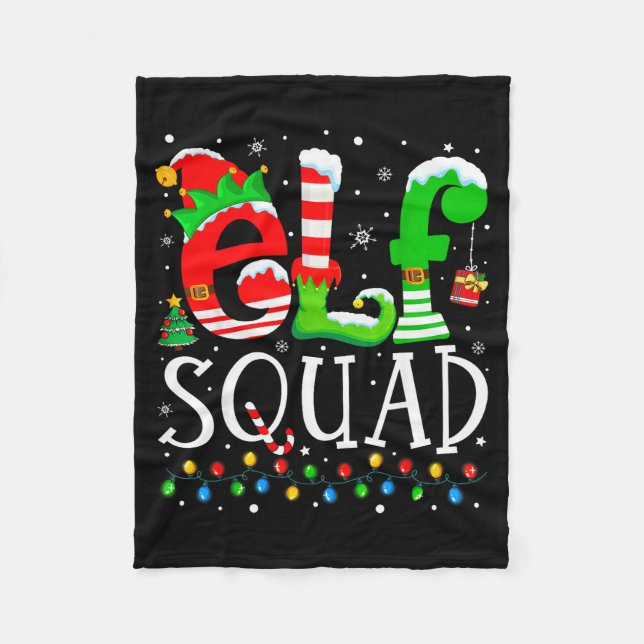 Elf Squad Funny Elf Family Christmas Matching Paja Fleece Blanket (Front)