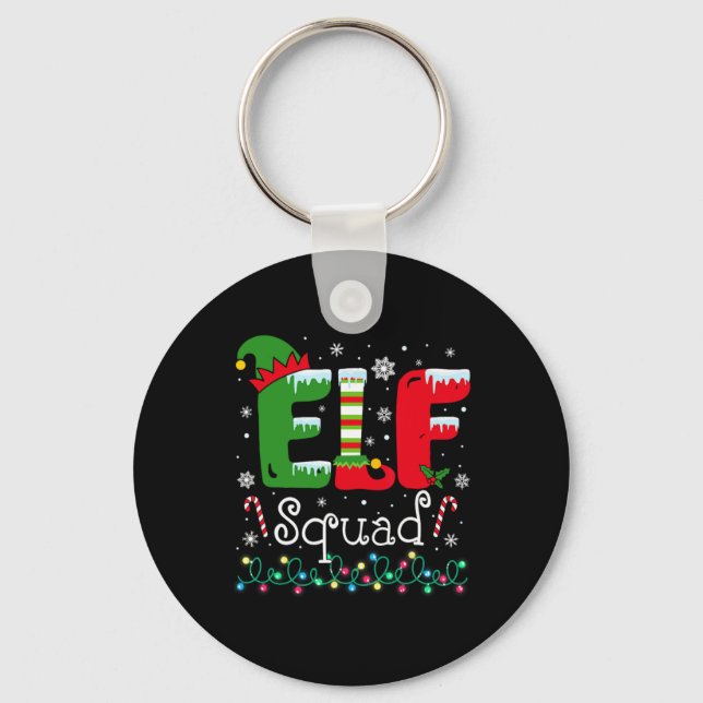 Elf Squad Funny Elf Family Christmas Matching Paja Key Ring (Front)