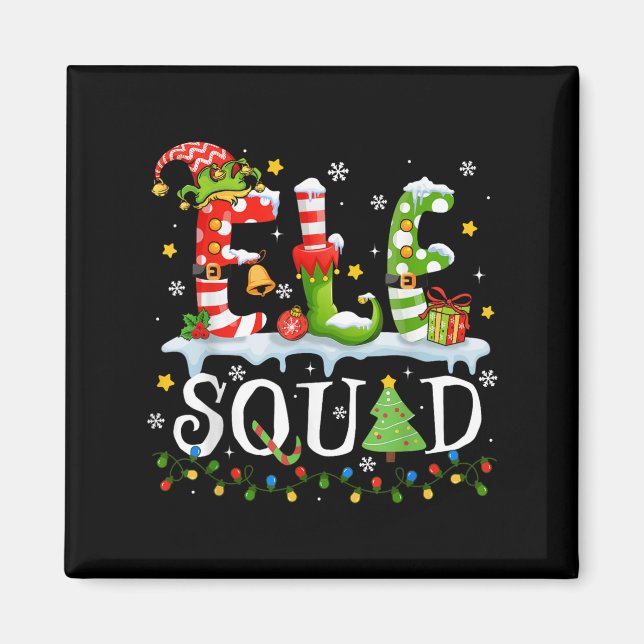 Elf Squad Funny Elf Family Christmas Matching Paja Magnet (Front)