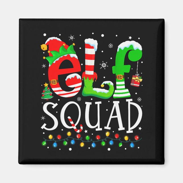 Elf Squad Funny Elf Family Christmas Matching Paja Magnet (Front)