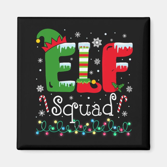 Elf Squad Funny Elf Family Christmas Matching Paja Magnet (Front)