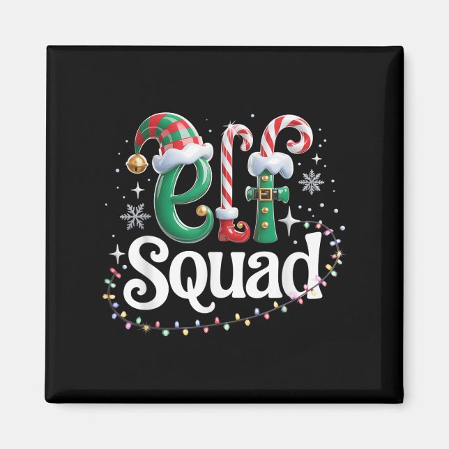 Elf Squad Funny Elf Family Christmas Matching Paja Magnet (Front)