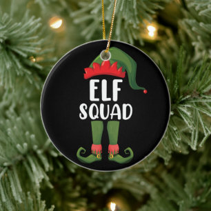 Elf Squad Funny Family Matching Christmas Ceramic Ornament