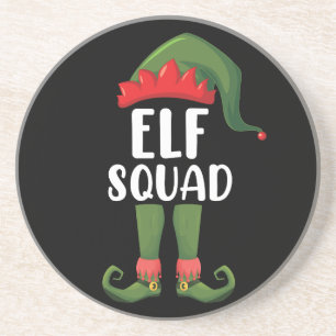 Elf Squad Funny Family Matching Christmas Coaster