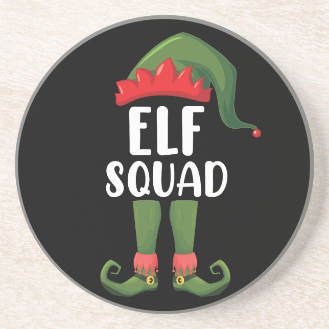 Elf Squad Funny Family Matching Christmas  Coaster (Front)