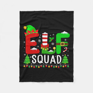 Elf Squad Matching Family Christmas Santa Hat Xmas Fleece Blanket