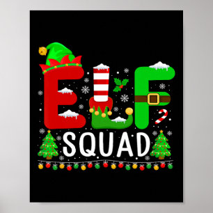 Elf Squad Matching Family Christmas Santa Hat Xmas Poster