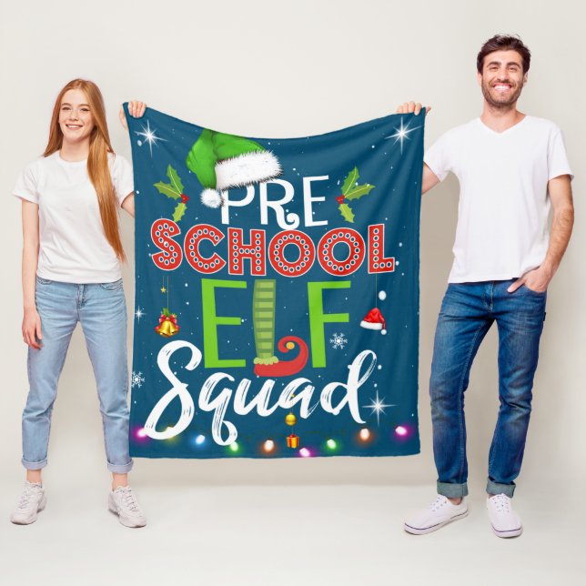 Elf Squad Pre School Christmas Teacher Fleece Blanket (In Situ)