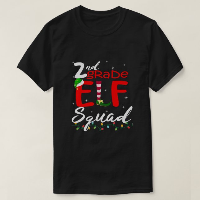 Elf Squad Second Grade Christmas Teacher Top Premi (Design Front)