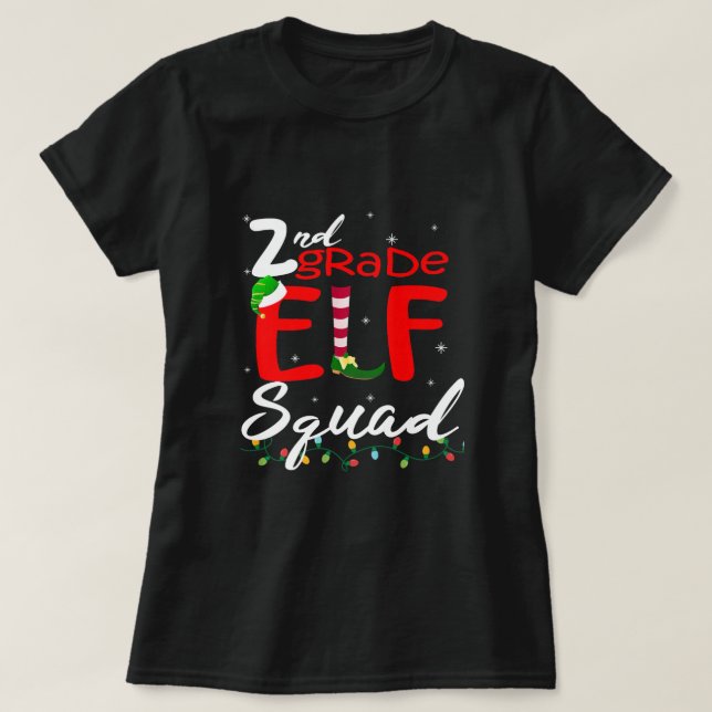 Elf Squad Second Grade Christmas Teacher Top Premi (Design Front)