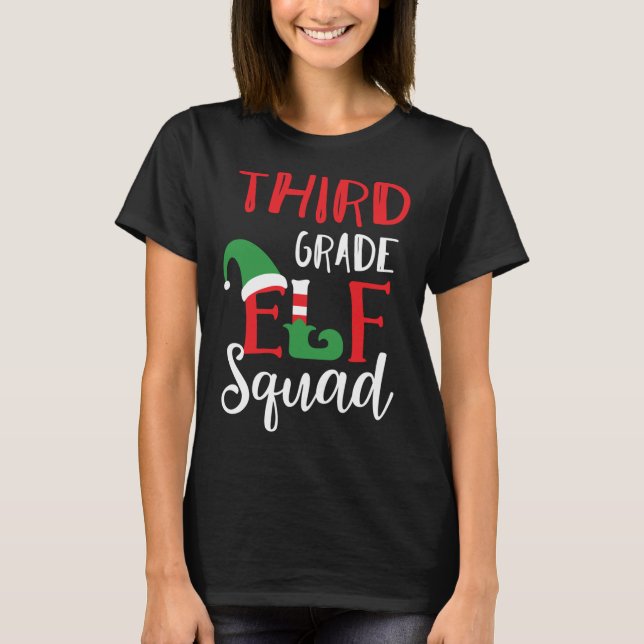 Elf Squad Third Grade Christmas Teacher Top (Front)