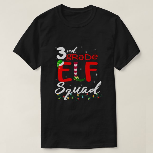 Elf Squad Third Grade Christmas Teacher Top Premiu (Design Front)