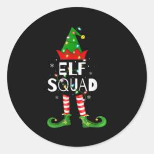 Elf Squad Xmas Matching Family Pajamas Funny Elf C Classic Round Sticker