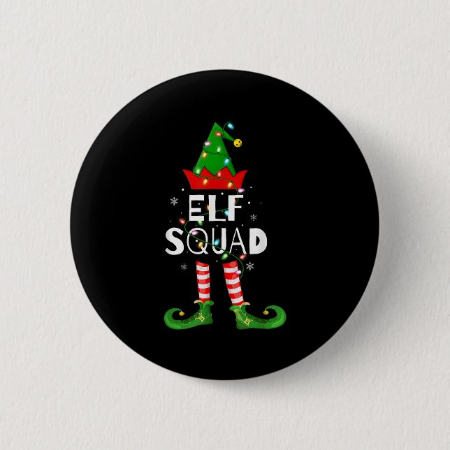 Elf Squad Xmas Matching Family Pyjamas Funny Elf C 6 Cm Round Badge (Front)
