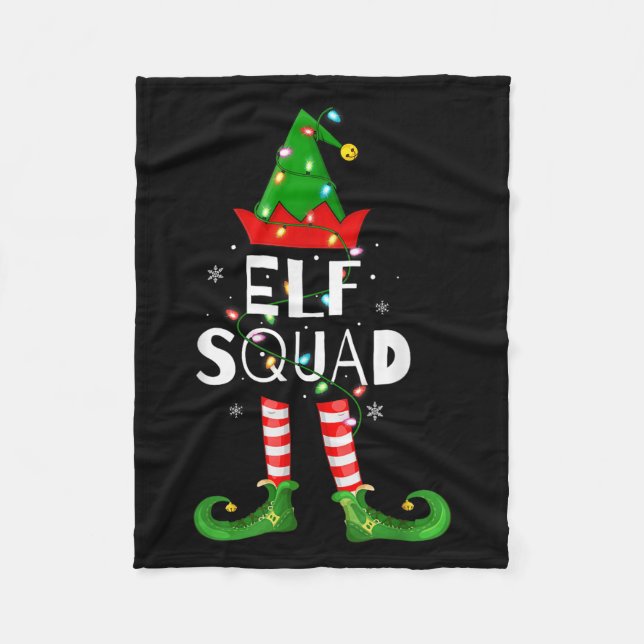 Elf Squad Xmas Matching Family Pyjamas Funny Elf C Fleece Blanket (Front)
