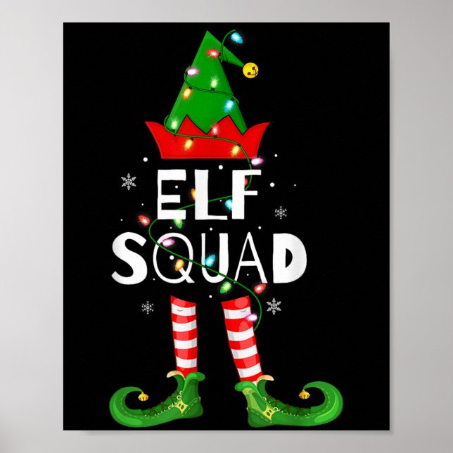 Elf Squad Xmas Matching Family Pyjamas Funny Elf C Poster (Front)