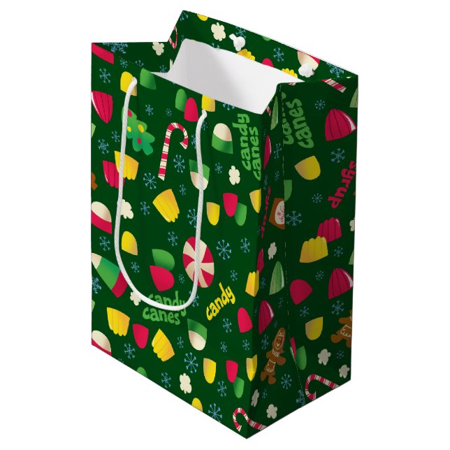 Elf the Movie Candy Pattern Medium Gift Bag (Front Angled)