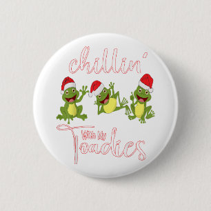 Elf Toad Frog Pun Toadally Ready for Christmas 6 Cm Round Badge