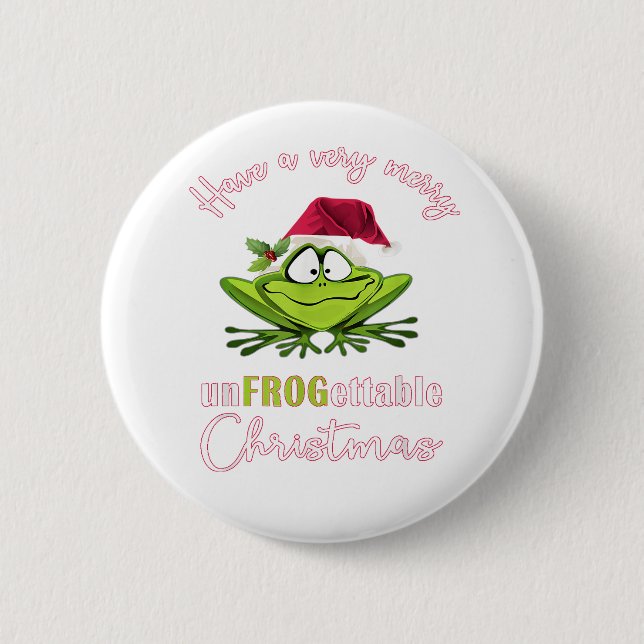 Elf Toad Frog Pun Toadally Ready for Christmas 6 Cm Round Badge (Front)