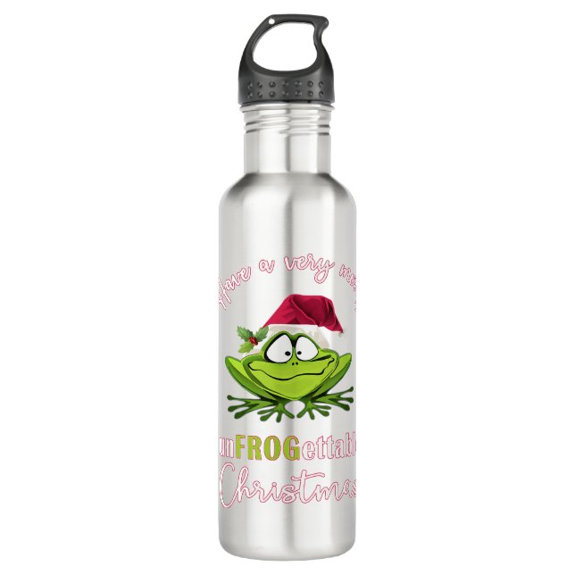 Elf Toad Frog Pun Toadally Ready for Christmas 710 Ml Water Bottle (Front)