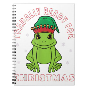 Elf Toad Frog Pun Toadally Ready for Christmas Notebook