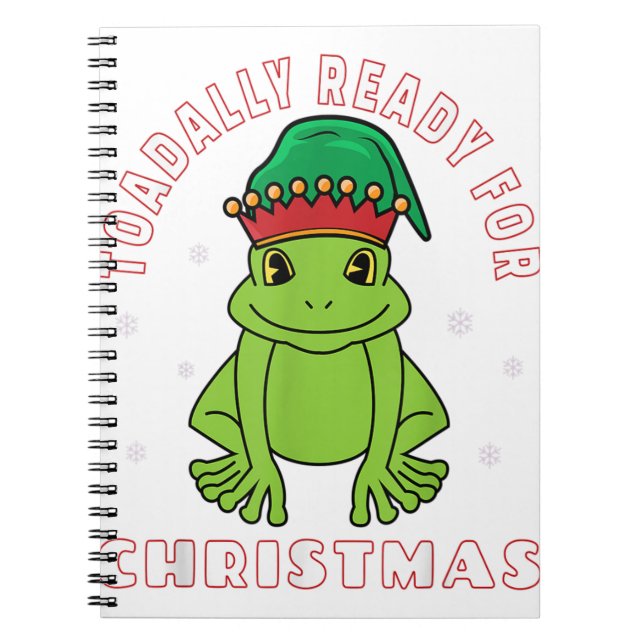 Elf Toad Frog Pun Toadally Ready for Christmas Notebook (Front)