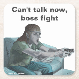 Elf Video Gamer Boss Fantasy Art Paper Coasters