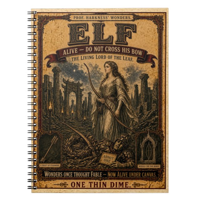 Elf, Vintage Circus Monster Notebook (Front)