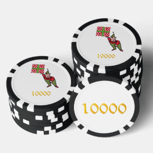 Elf w Polka Dot black gold 10K stripe poker chip