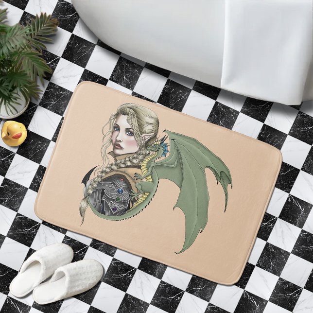 Elf Warrior Dragon Fantasy Bath Mat (Creator Uploaded)