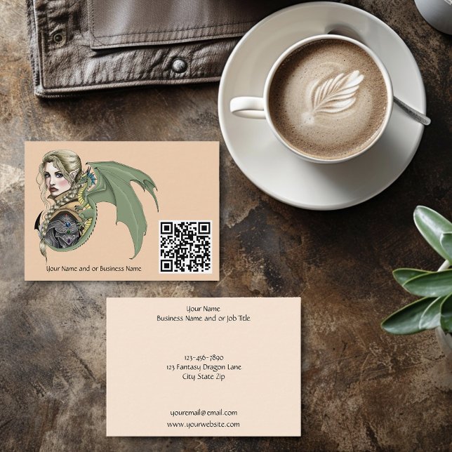 Elf Warrior Dragon Fantasy Business Card (Creator Uploaded)