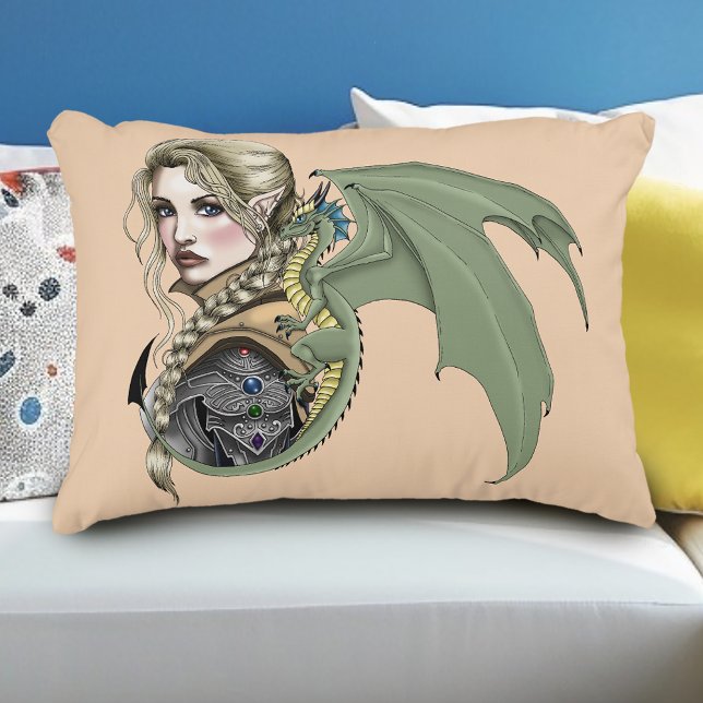 Elf Warrior Dragon Fantasy Decorative Cushion (Creator Uploaded)