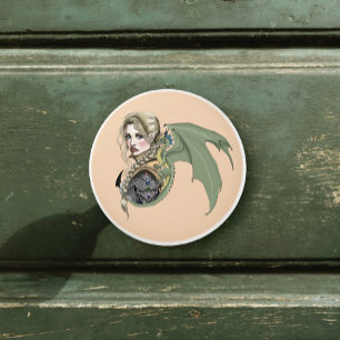 Elf Warrior Dragon Fantasy Magical Mediaeval Peach Ceramic Knob