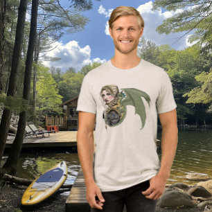 Elf Warrior Dragon Fantasy Magical Mediaeval Peach Tri-Blend Shirt