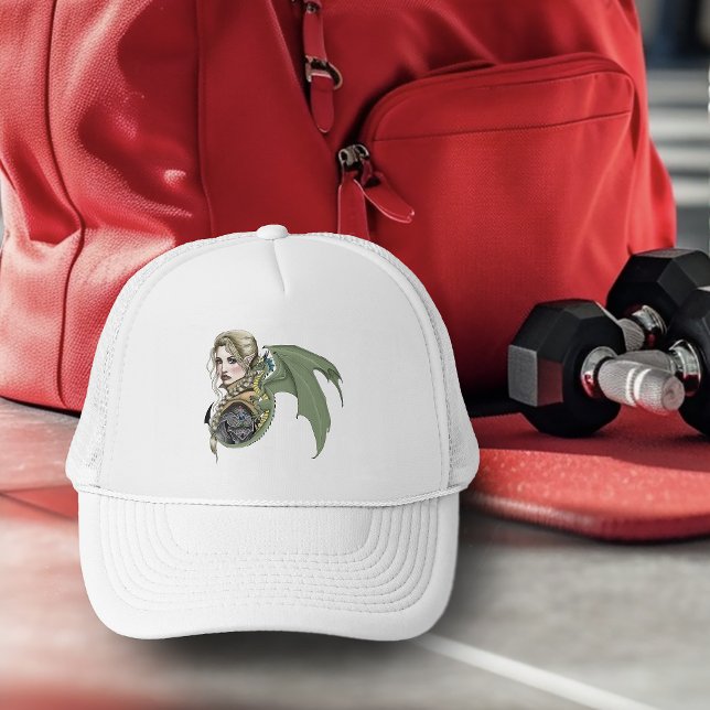 Elf Warrior Dragon Fantasy Magical Mediaeval Peach Trucker Hat (Creator Uploaded)