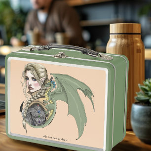 Elf Warrior Dragon Fantasy Metal Lunch Box