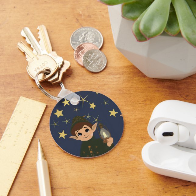 Elf Watcher Starry Night Aluminium Keychain (Desk)