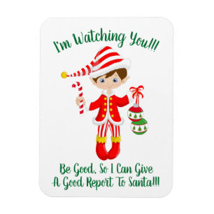 Elf Watching You Santa Christmas Fridge Magnet