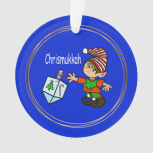 Elf with Dreidel Chrismukkah Ornament