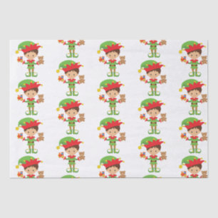 Elf With Gifts and White Background   Tissue Paper
