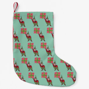 Elf With Polka Dot Gift Christmas stocking small