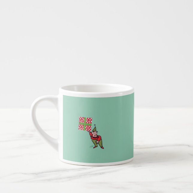 Elf with Polka Dot Gift espresso mug (Left)