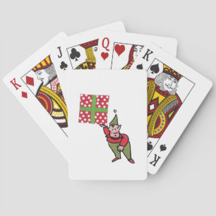 Elf With Polka Dot Gift Poker playing cards