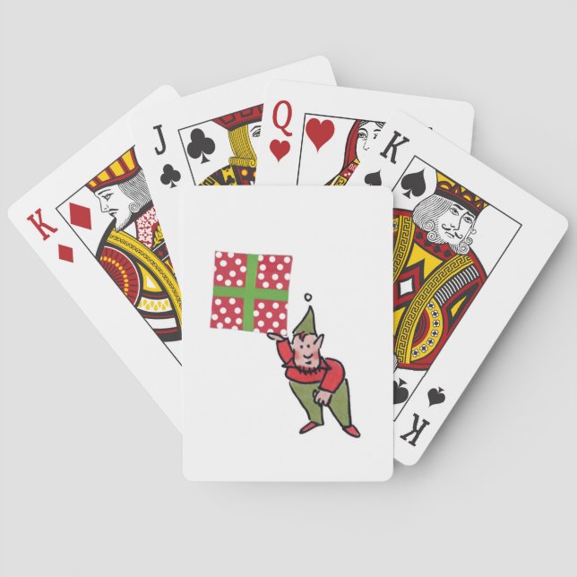 Elf With Polka Dot Gift Poker playing cards (Back)