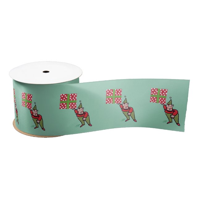Elf With Polka Dot Gift ribbon spool Satin Ribbon (Spool)