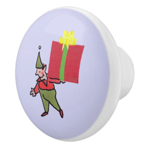 Elf With Red Box ceramic knob