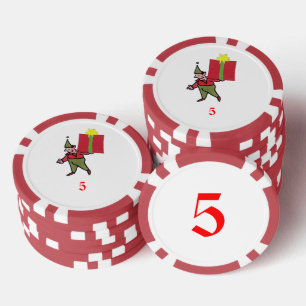 Elf With Red Box red 5 striped poker chip