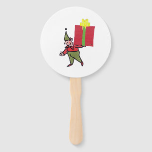 Elf With Red Box round hand fans